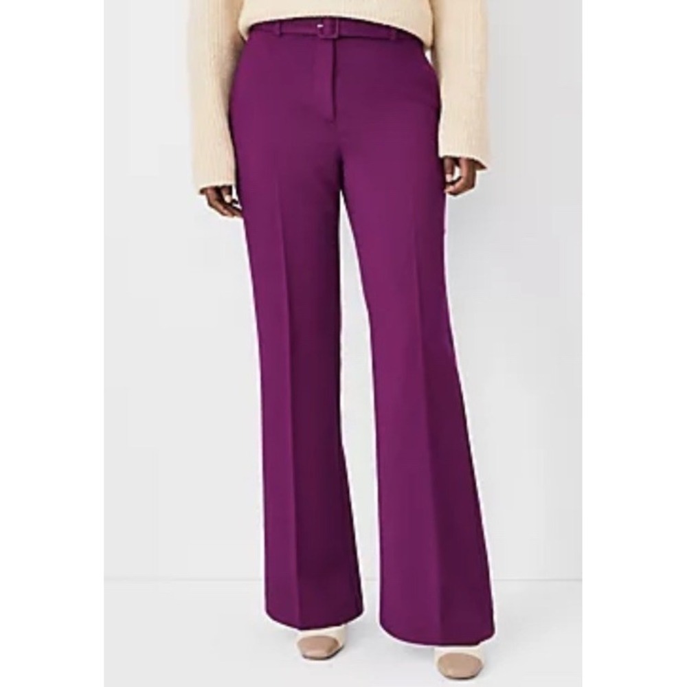 NEW Ann Taylor The Belted Pant sz 10 Stretch Twill Plum